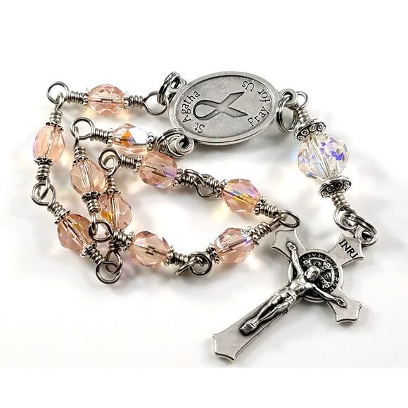 St. Agatha One Decade Rosary, Fighting Breast Cancer Rosary, Handmade Rosary - Picture 4 of 10